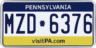 PA license plate MZD6376