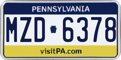 PA license plate MZD6378
