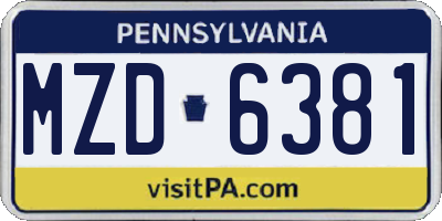 PA license plate MZD6381