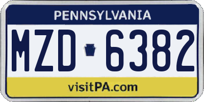 PA license plate MZD6382