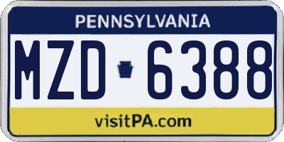 PA license plate MZD6388