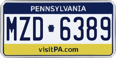 PA license plate MZD6389