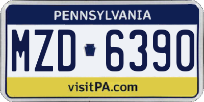 PA license plate MZD6390
