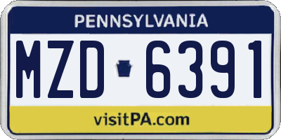 PA license plate MZD6391