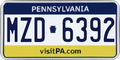 PA license plate MZD6392