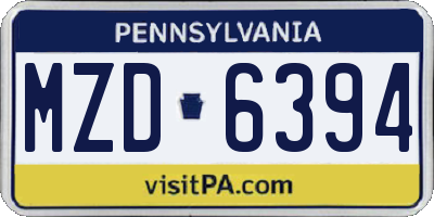 PA license plate MZD6394