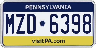PA license plate MZD6398