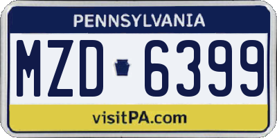 PA license plate MZD6399