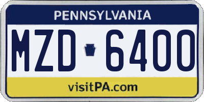 PA license plate MZD6400