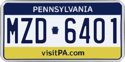 PA license plate MZD6401