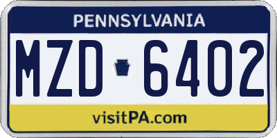 PA license plate MZD6402