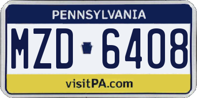 PA license plate MZD6408