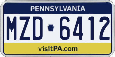 PA license plate MZD6412