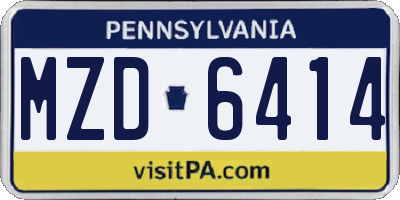 PA license plate MZD6414