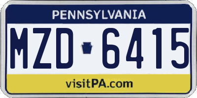 PA license plate MZD6415