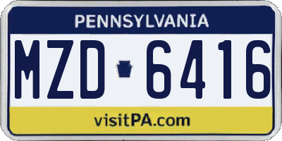 PA license plate MZD6416