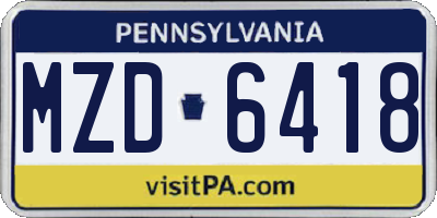 PA license plate MZD6418