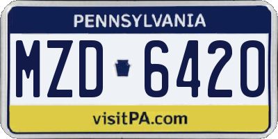 PA license plate MZD6420