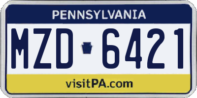 PA license plate MZD6421