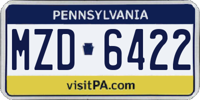 PA license plate MZD6422