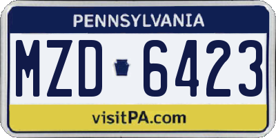 PA license plate MZD6423