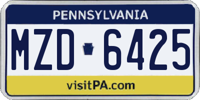 PA license plate MZD6425