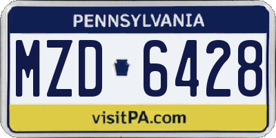 PA license plate MZD6428