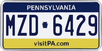 PA license plate MZD6429