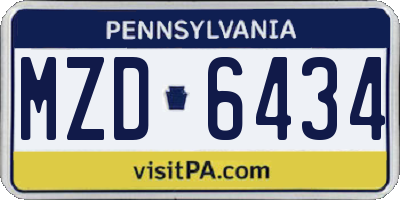 PA license plate MZD6434