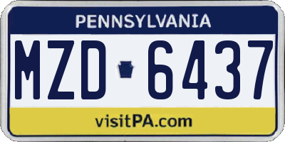 PA license plate MZD6437