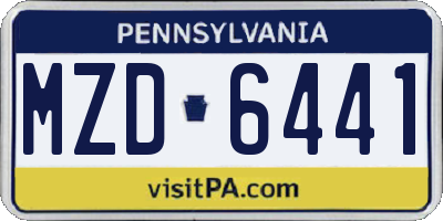 PA license plate MZD6441