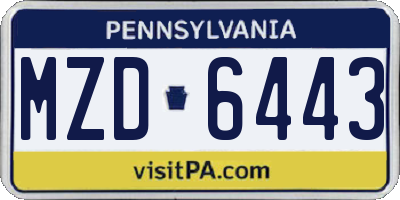 PA license plate MZD6443