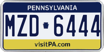 PA license plate MZD6444