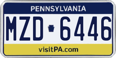 PA license plate MZD6446