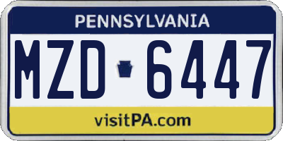 PA license plate MZD6447
