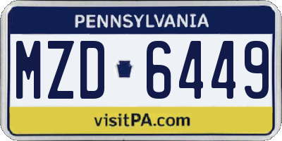 PA license plate MZD6449