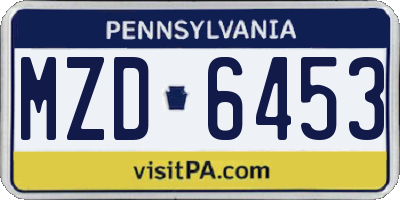 PA license plate MZD6453