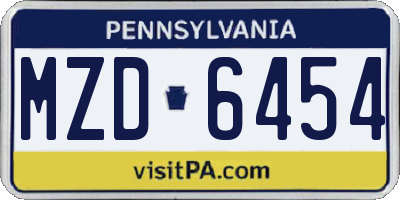 PA license plate MZD6454