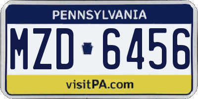 PA license plate MZD6456