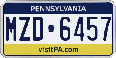 PA license plate MZD6457