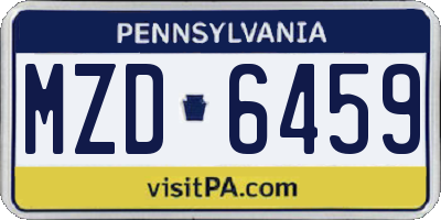 PA license plate MZD6459