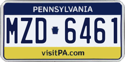 PA license plate MZD6461