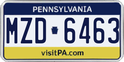 PA license plate MZD6463