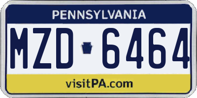 PA license plate MZD6464