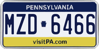 PA license plate MZD6466