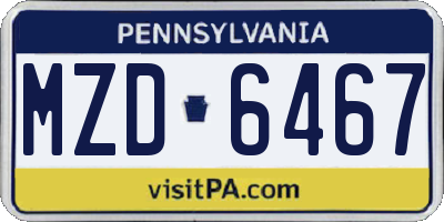PA license plate MZD6467