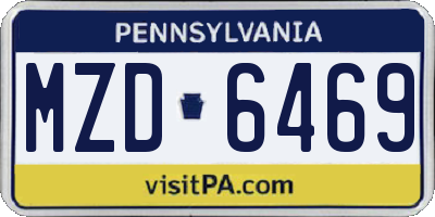 PA license plate MZD6469