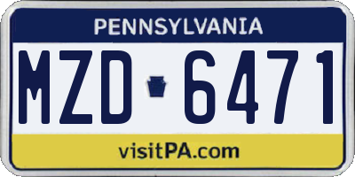 PA license plate MZD6471