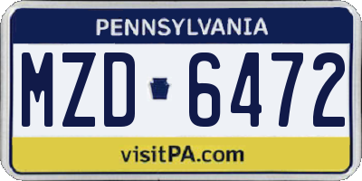 PA license plate MZD6472