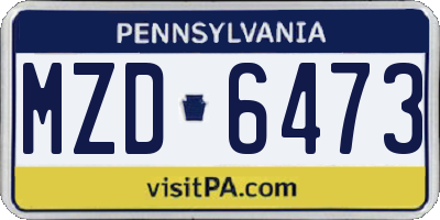 PA license plate MZD6473